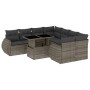 Set Divano da Giardino 9 pz con Cuscini Grigio in Polyrattan