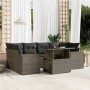 Set Divani da Giardino 7 pz con Cuscini Grigio in Polyrattan