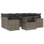 Set Divani da Giardino 7 pz con Cuscini Grigio in Polyrattan