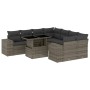 Set Divano da Giardino 9 pz con Cuscini Grigio in Polyrattan