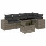 Set Divano da Giardino 6 pz con Cuscini Grigio in Polyrattan