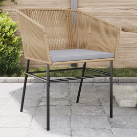 Sedie da Giardino 2pz con Cuscini Marrone in Polyrattan