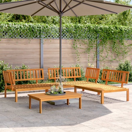 Set Divano Pallet da Giardino 4 pz in Legno Massello di Acacia