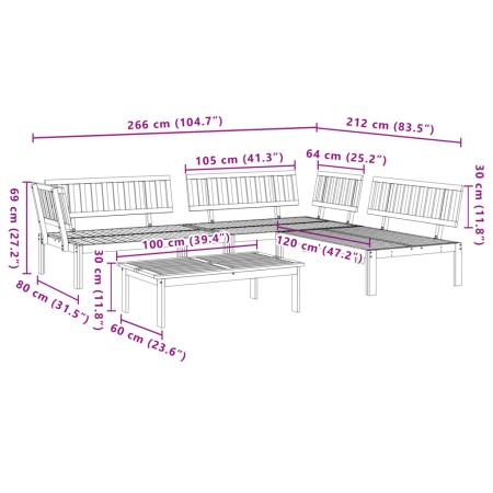 Set Divano Pallet da Giardino 4 pz in Legno Massello di Acacia