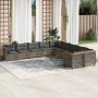 Set Divano da Giardino 10 pz con Cuscini Grigio in Polyrattan