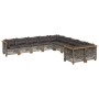 Set Divano da Giardino 10 pz con Cuscini Grigio in Polyrattan