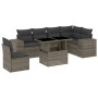 Set Divani da Giardino 7 pz con Cuscini Grigio in Polyrattan