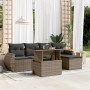 Set Divano da Giardino 6 pz con Cuscini Grigio in Polyrattan