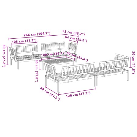 Set Divano Pallet da Giardino 5 pz in Legno Massello di Acacia