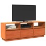 Mobile TV Marrone Cera 140x37x50 cm Legno Massello di Pino