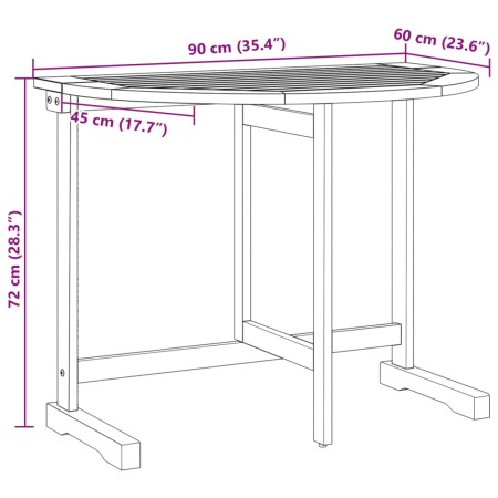 Tavolo da Balcone Pieghevole 90x60x72 cm Legno Massello Acacia