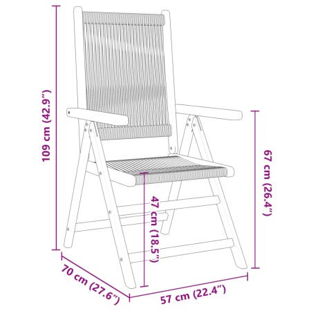 Sedie Giardino 2 pz Beige Legno Massello Acacia e Polipropilene