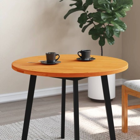 Piano Tavolo Rotondo Marrone Cera Ø80x2,5cm Legno Massello Pino