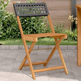 Sedie da Bistrò 2 pz Nere Legno Massello Acacia e Polyrattan