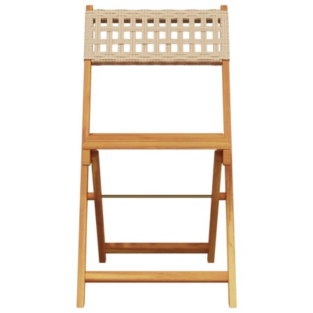 Sedie da Bistrò 2 pz Beige Legno Massello Acacia e Polyrattan