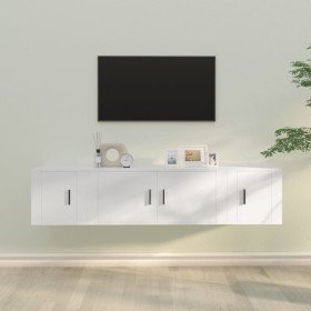 Set Mobili Porta TV 3 pz Bianco in Legno Multistrato