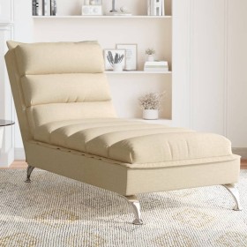 Chaise Longue con Cuscini Crema in Tessuto