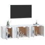 Set Mobili Porta TV 3 pz Bianco Lucido in Legno Multistrato