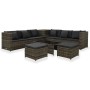 Set Divani da Giardino 8 pz con Cuscini in Polyrattan Grigio