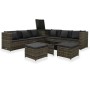 Set Divani da Giardino 8 pz con Cuscini in Polyrattan Grigio