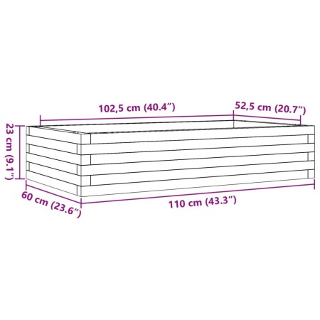 Fioriera da Giardino Bianca 110x60x23 cm Legno Massello Pino