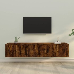 Set di Mobili Porta TV 4 pz Rovere Fumo in Legno Multistrato