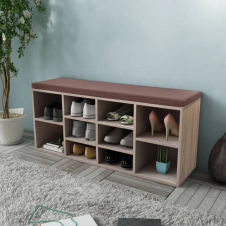 Panchina con Scarpiera con 10 Scomparti Colore Rovere