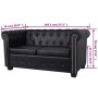 Divano Chesterfield a 2 Posti in Finta Pelle Nero