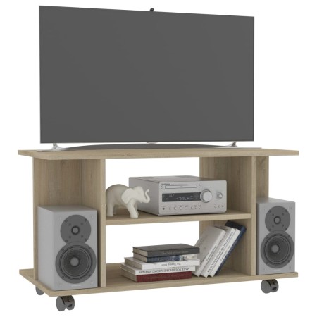 Mobile TV con Ruote Rovere Sonoma 80x40x45 cm Legno Multistrato