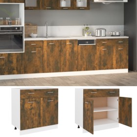 Mobile con Cassetto Rovere Fumo 80x46x81,5 cm Legno Multistrato