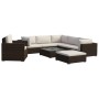 Set Divani da Giardino 8 pz con Cuscini in Polyrattan Marrone