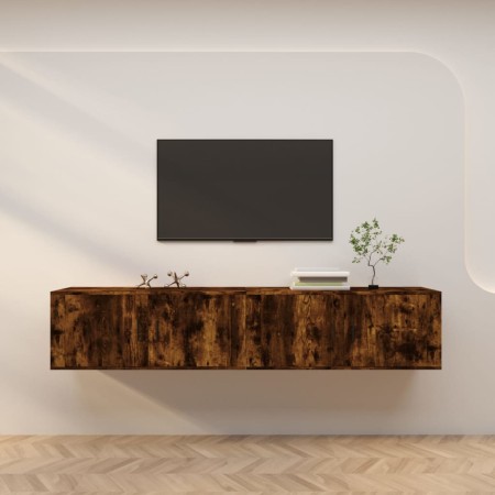 Mobili Porta TV a Parete 2 pz Rovere Fumo 100x34,5x40 cm