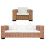 Set Divani 2 pz con Cuscini in Rattan Naturale