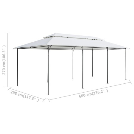 Gazebo con Tende 600x298x270 cm Bianco 180g/m²