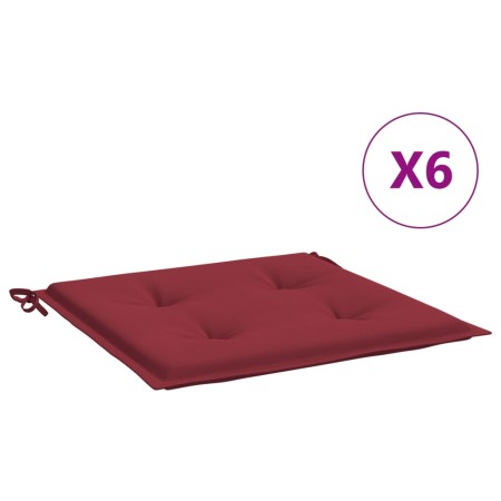 Cuscini per Sedia 6 pz Rosso Vino 40x40x3 cm in Tessuto Oxford