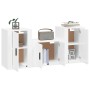 Set Mobili Porta TV 3 pz Bianco Lucido in Legno Multistrato