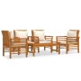 Set Salotto da Giardino 5 pz con Cuscini Legno Massello Acacia