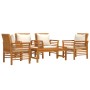 Set Salotto da Giardino 5 pz con Cuscini Legno Massello Acacia