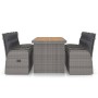 Set da Pranzo da Esterno 9 pz con Cuscini in Polyrattan Grigio