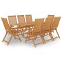 Set da Pranzo da Giardino 9 pz in Legno Massello di Teak