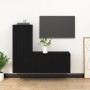 Set Mobili Porta TV 2 pz Nero in Legno Multistrato