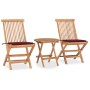 Set da Pranzo Giardino Pieghevole 3 pz Cuscino Massello di Teak