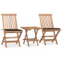 Set da Pranzo Giardino Pieghevole 3 pz Cuscino Massello di Teak