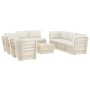 Set Divani da Giardino su Pallet 9 pz con Cuscini Legno Abete