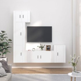 Set di Mobili Porta TV 5 pz Bianco in Legno Multistrato