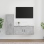 Set di Mobili Porta TV 2 pz Grigio Cemento in Legno Multistrato