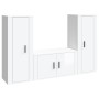 Set Mobili Porta TV 3 pz Bianco Lucido in Legno Multistrato