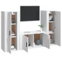 Set Mobili Porta TV 3 pz Bianco Lucido in Legno Multistrato