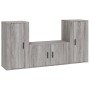 Set Mobili Porta TV 3 pz Grigio Sonoma in Legno Multistrato