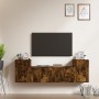 Set di Mobili Porta TV 4 pz Rovere Fumo in Legno Multistrato